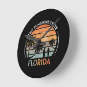 Florida Summer Beach Vintag Sunset Runde Wanduhr (Winkel)