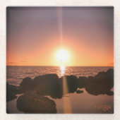 Florida Sunset am Strand Natürliche Fotografie Glasuntersetzer (Vorderseite)