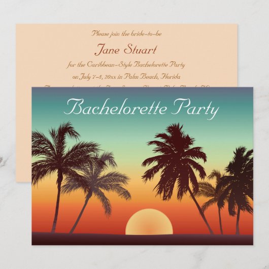 Florida Sunset Einladung (Vorne/Hinten)