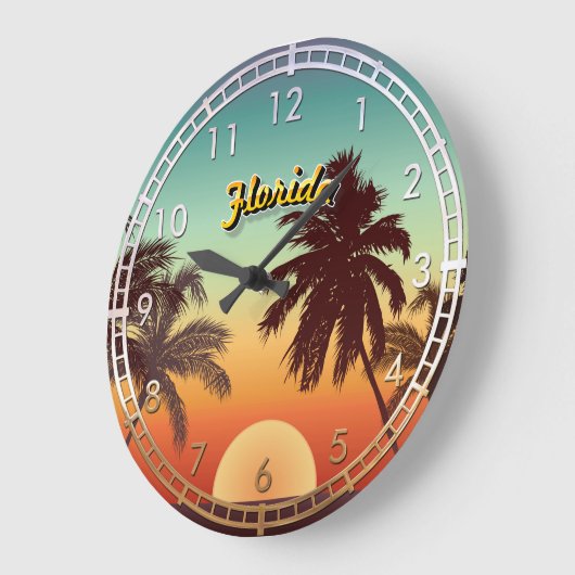 Florida Sunset Große Wanduhr (Winkel)