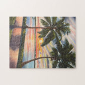 Florida Sunset mit Palmen bunt Puzzle (Horizontal)
