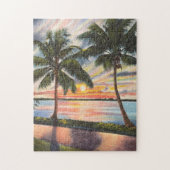 Florida Sunset mit Palmen bunt Puzzle (Vertikal)
