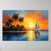 Florida Sunset mit Sailboat Ölgemälde Poster (Vorne)