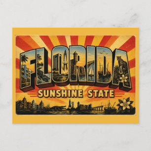Florida Sunshine State Vintage Reise Kunst Postkarte