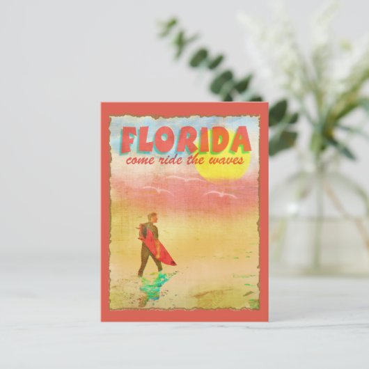 Florida Surfer Postkarte (Stehend Vorderseite)