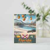 Florida Surreal Staat Symbols & Wonders Postkarte (Stehend Vorderseite)