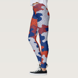 Florida Swamp Gator Blue & Orange Camo  Leggings