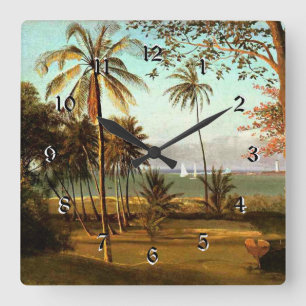Florida-Szene - Gemälde von Albert Bierstadt, Quadratische Wanduhr