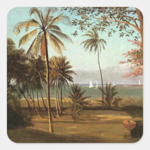 Florida-Szene von Albert Bierstadt Quadratischer Aufkleber