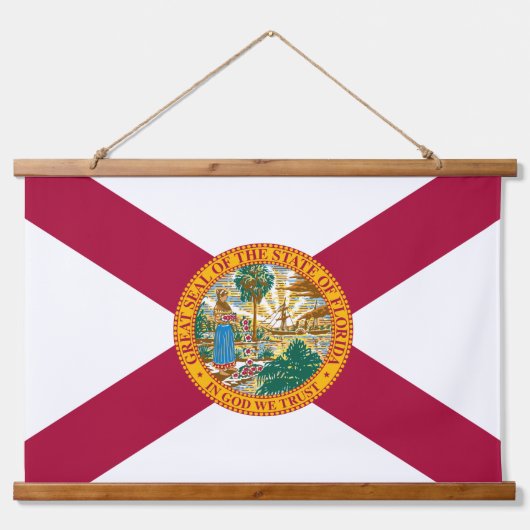 Florida Tapestry, Florida Flag Wandteppich Mit Holzrahmen (Vorne)