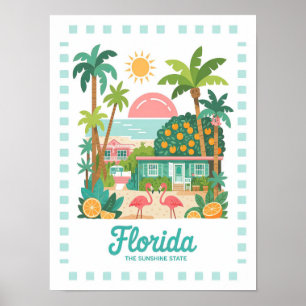 Florida the Sunshine Staat USA Summer Travel Poster