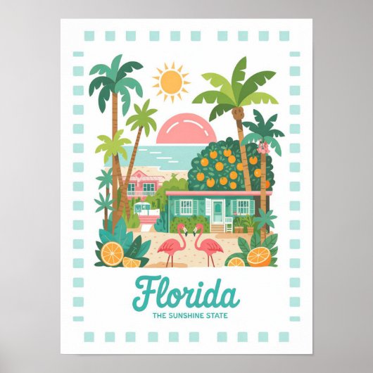 Florida the Sunshine Staat USA Summer Travel Poster (Vorne)