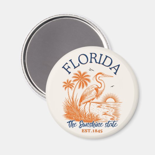 Florida The Sunshine State – Beach & Palms Design Magnet (Vorderseite/Rückseite)