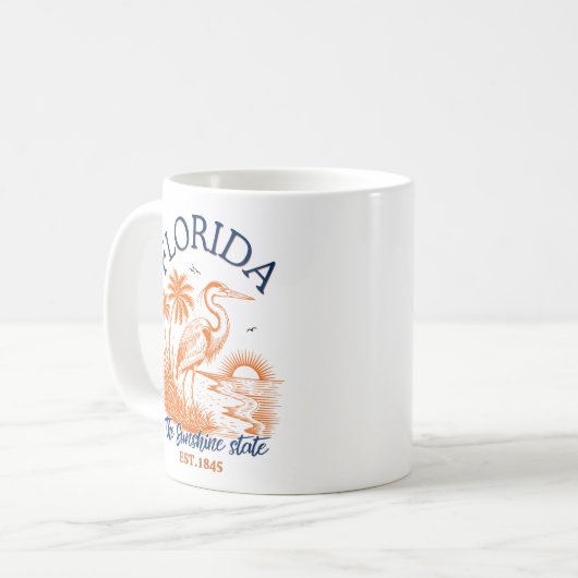 Florida The Sunshine State with Heron & Palm Tree Kaffeetasse (Vorderseite Links)