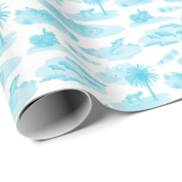 Florida Toile (Türkis) Geschenkpapier