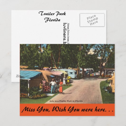 Florida, Trailer Park Postkarte (Vorne/Hinten)