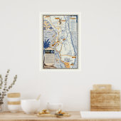 Florida Travel Map 20x28 Poster Print (Küche)
