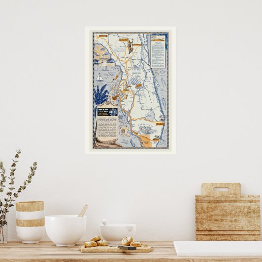 Florida Travel Map 20x28 Poster Print (Küche)