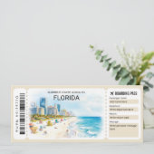 Florida Trip Boarding Pass Ticket Einladung (Stehend Vorderseite)