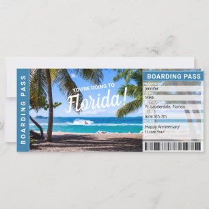 Florida Überraschungsreise Bordkarte Geschenk Tick