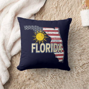 Florida United Staaten Retro Map Vintag USA Kissen