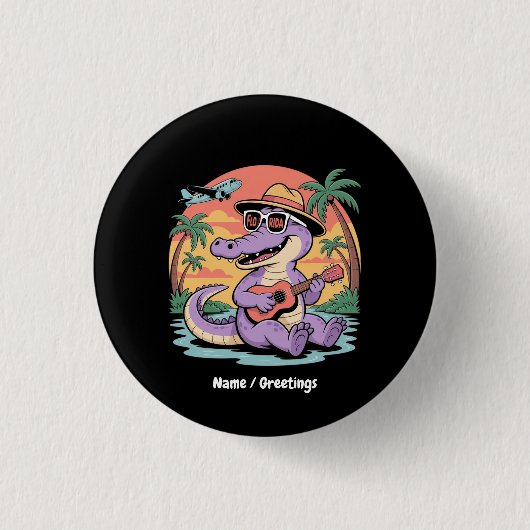 Florida Urlaub Niedlich Cooler Sommer Alligator Fu Button (Vorderseite)