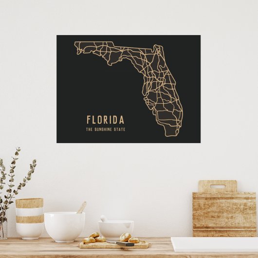 Florida US Staat Road Map - Sunshine Staat Map Poster (Küche)