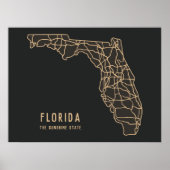 Florida US Staat Road Map - Sunshine Staat Map Poster (Vorne)