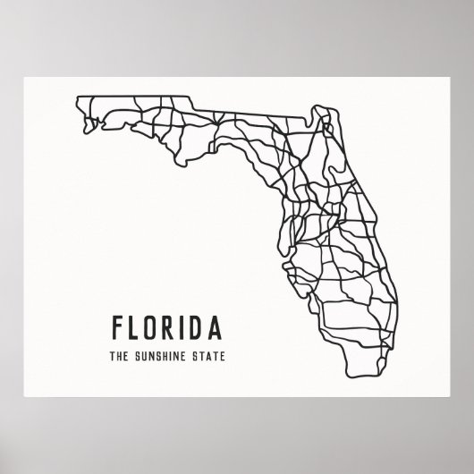 Florida US Staat Road Map - Sunshine Staat Map Poster (Vorne)
