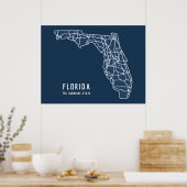 Florida US Staat Road Map - Sunshine Staat Map Poster (Küche)