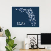 Florida US Staat Road Map - Sunshine Staat Map Poster (Heimbüro)