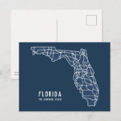 Florida US Staat Road Map - Sunshine Staat Map Postkarte (Vorne/Hinten)