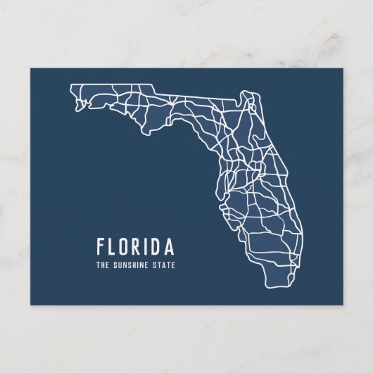 Florida US Staat Road Map - Sunshine Staat Map Postkarte (Vorderseite)