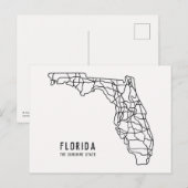 Florida US Staat Road Map - Sunshine Staat Map Postkarte (Vorne/Hinten)