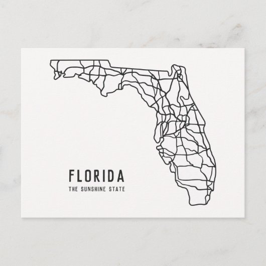 Florida US Staat Road Map - Sunshine Staat Map Postkarte (Vorderseite)