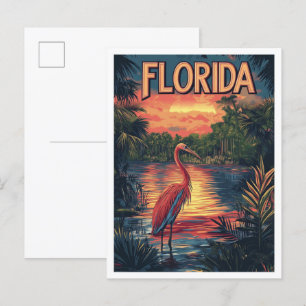 Florida USA Art Vintag Illustration Travel Postkarte