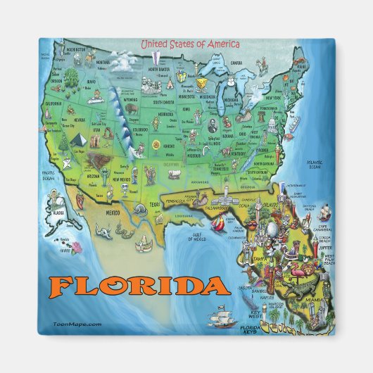 Florida USA Karte Magnet (Vorne)