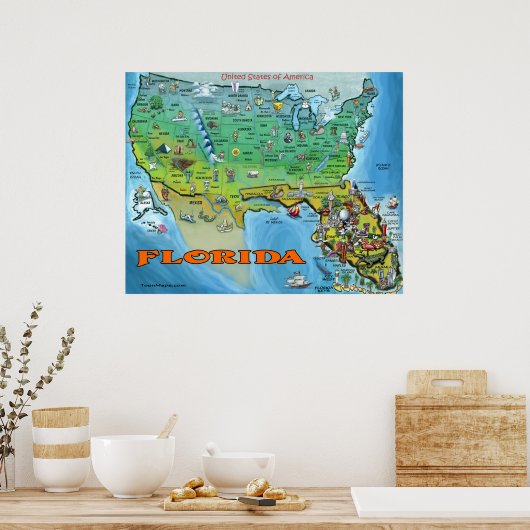 Florida USA Map Poster (Küche)
