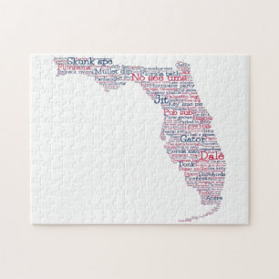 Florida USA Slang Word Art Map Puzzle