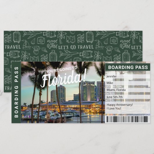 Florida Vacation Travel Gift Ticket (Vorne/Hinten)