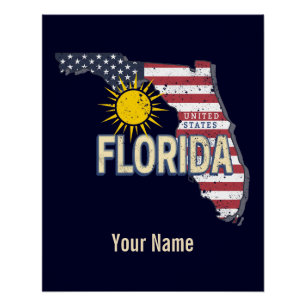 Florida Vereinigte Staaten Retro-Karte Vintage USA Poster