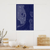 Florida Vintag Map Schöne Karte Blaue Kunst Poster (Küche)