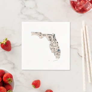 Florida Vintage Abbildung Karte Antik Florida Kuns Serviette