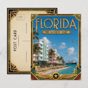 Florida Vintage Art Deco Golden Age Postkarte