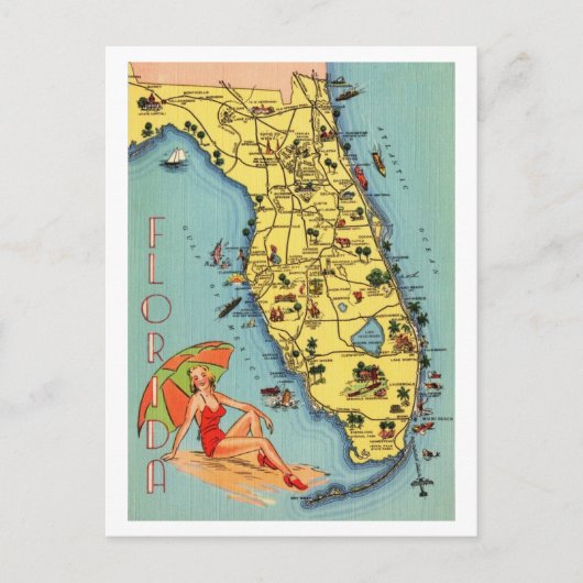 Florida Vintage Fun Postkarte (Vorderseite)