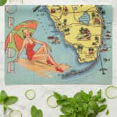 Florida Vintage Fun Postkarte Geschirrtuch (Gefaltet)