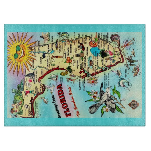 Florida Vintage Fun Postkarte Schneidebrett (Vorderseite)