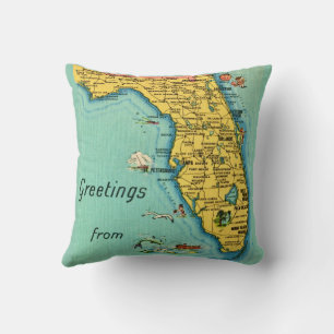 Florida Vintage Karte  Kissen