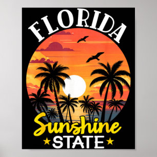 Florida Vintage Palmenstrand Sonnenuntergang Troca Poster