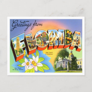 Florida Vintage Postkarte mit großen Buchstaben